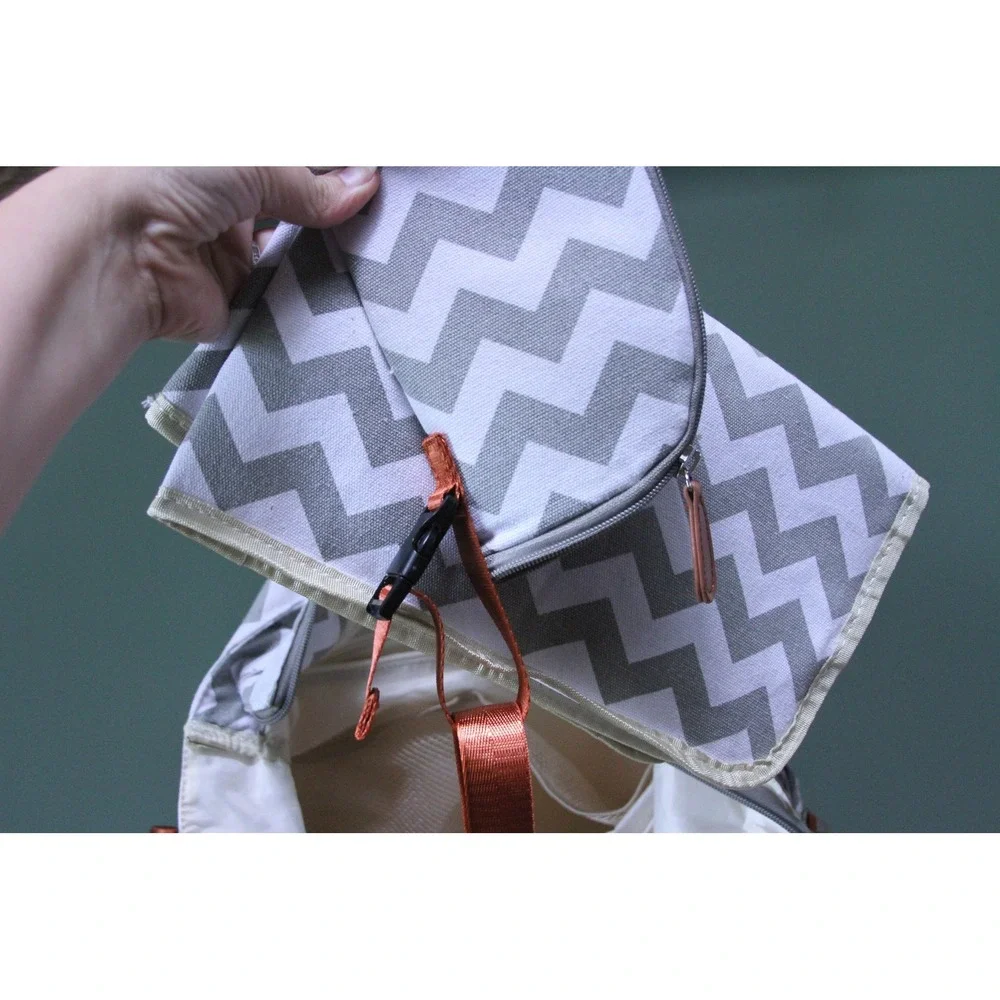 Kattee Gray Chevron Diaper Bag Tote Organizer Travel‎ Shoulder Bag